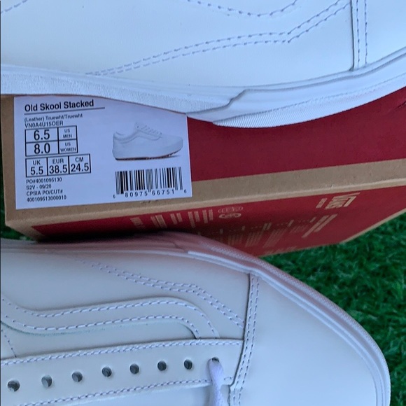 VANS OLD SKOOL STACKED LEATHER TRUE WHITE WMNS PLA - Picture 11 of 16